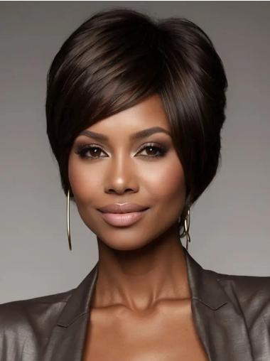 Large Cap Size Wigs African American Brown Monofilament Synthetic Wigs