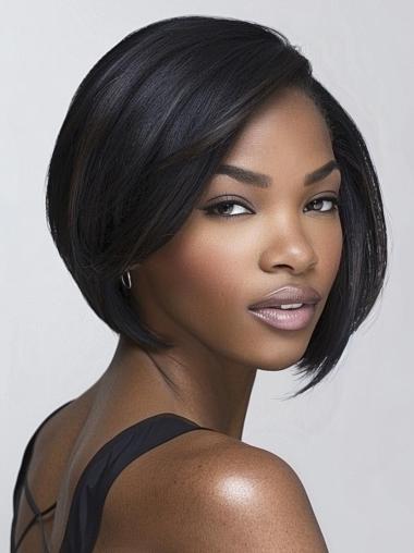 Human Hair Bob Wigs For African American 10" Black Bobs Wigs