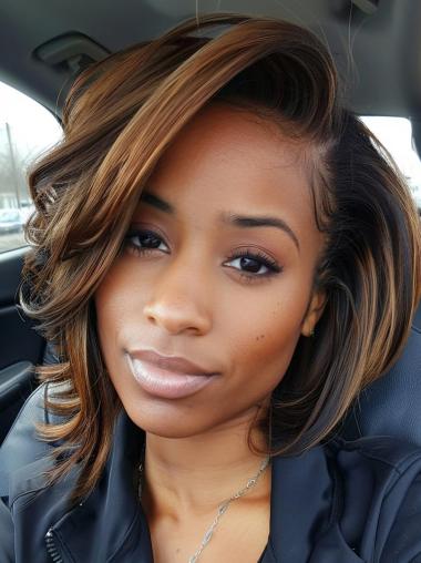 Wavy Bob Wigs For African American Brown Synthetic Wigs