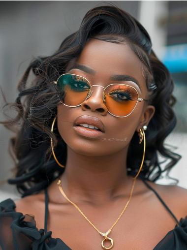 Black African Wigs Lace Front Long Curly Wigs