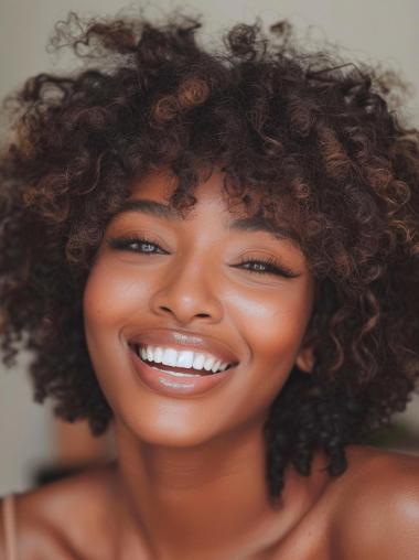 Wigs For African American Women 12" Brown With Bangs Wigs