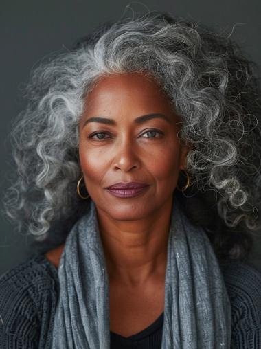 Salt And Pepper Human Hair Wigs For African American Curly Layered 14" Wigs