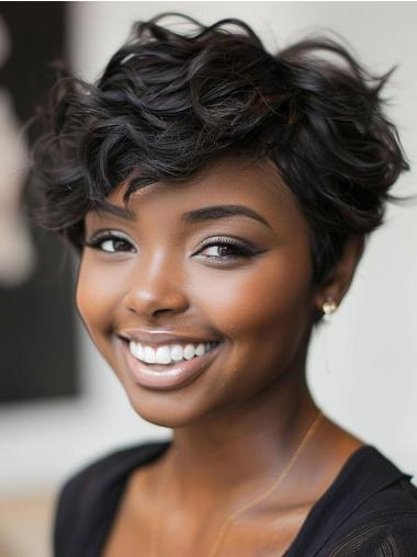 Short Hairstyles Wigs African American Remy Human Hair Black Wigs