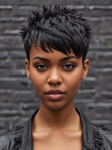 African American Short Wigs Remy Human Hair Black Wigs