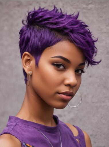 Wavy Wigs For African American With Bangs Purple Wigs