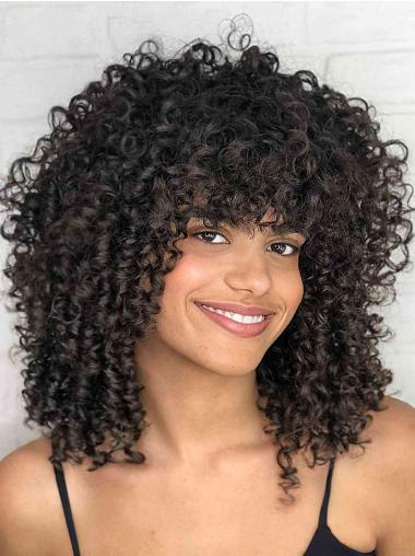 Long Wigs For African American Monofilament 16" Black Wigs