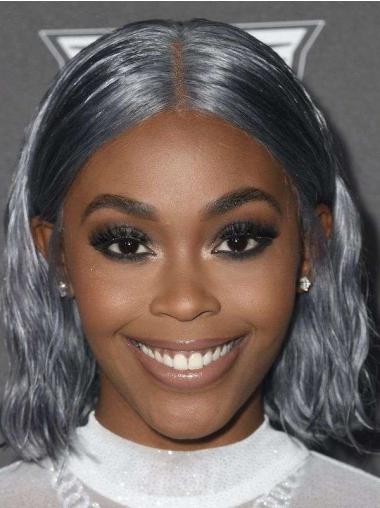 Silver Wigs For African American Monofilament Without Bangs Wavy Wigs