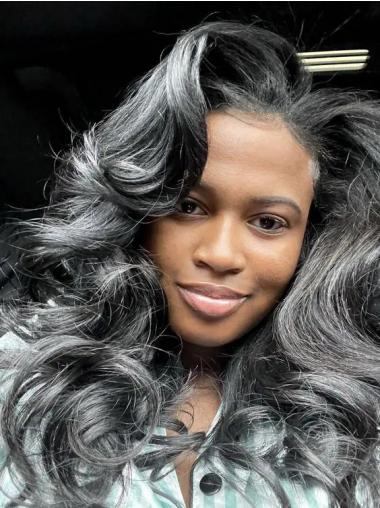 Salt And Pepper Wigs For African American Monofilament Layered Wavy Wigs