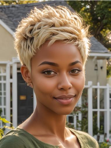 Wigs For African American Synthetic Straight Cropped Blonde Wigs