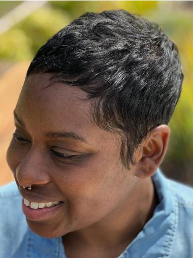 Wig African American Synthetic Straight Cropped Black Wigs