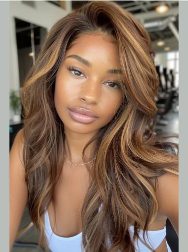 African American Wigs For Petite Heads Synthetic Wavy Long Ombre/2 Tone Wigs