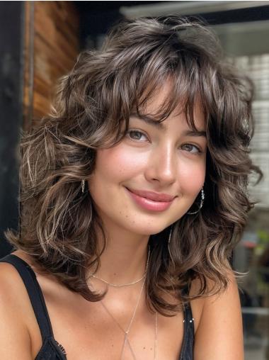 Synthetic Wigs African American Lace Front 16" Brown Wigs