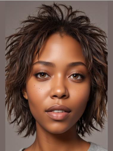 Wavy Wigs For African American Bobs 10" Brown Wigs