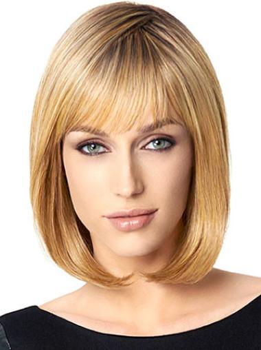 Bobs Capless Synthetic 10 Inches Medium Length Blonde Wig