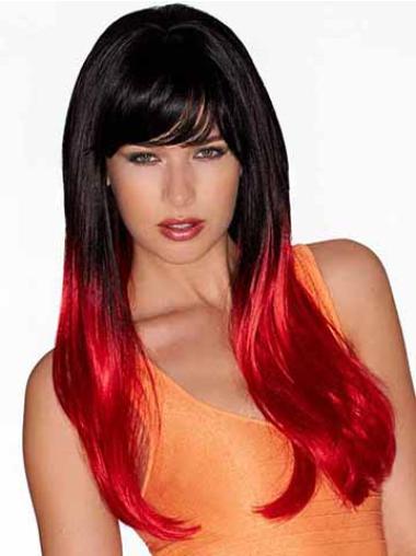 Ombre/2 Tone Straight 22 Inches Natural Lace Front Cap Wigs