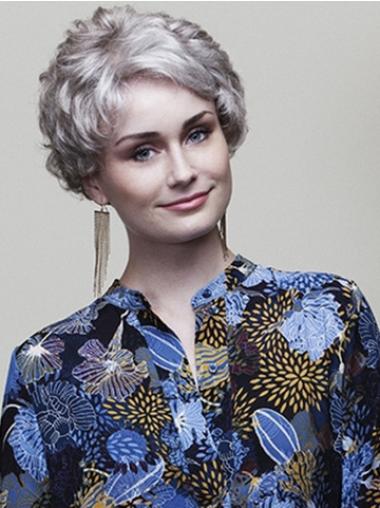 Amazing Synthetic Wavy Grey Hair Wigs Short