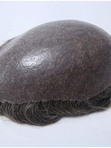 100% Human Hair With Gray Hair Full Poly Man Toupees