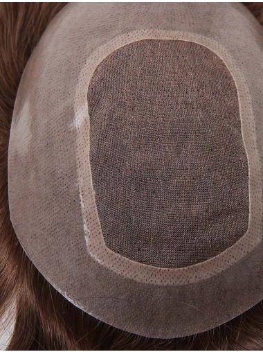 Single Knotted French Lace Top Thin Clear Poly Man Toupees