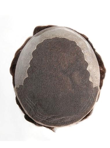 French Lace Hair Toupee With Thin Poly Coated In The Back Man Toupees