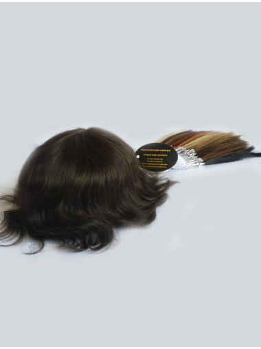 Human Hair Full PU Thin Skin Man Toupees