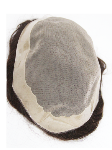 Silk Mono Center With PU Coating All Around Perimeter Man Toupees