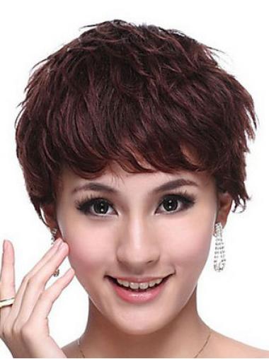 Fashion Wavy Auburn Capless Good Human Hair Wigs