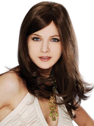 Suitable Straight Brown 100% Human Hair Hand Tied Wigs