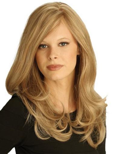 Wavy Long Layered Beautiful Human Hair Blonde Hand Tied Wigs