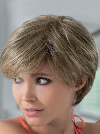 Boycuts Blonde 8" Flexibility Short Human Hair Lace Front Wigs