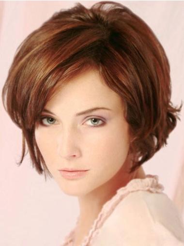 Beautiful Short Layered Auburn Human Hair Wigs Lace Front