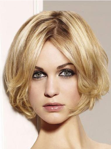 Chin Length Wavy Amazing Human Hair Lace Front Wigs Bob