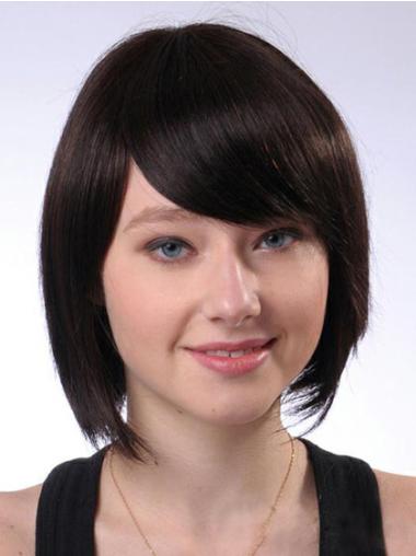 Chin Length Brown Capless Gorgeous Bob Wig Human Hair