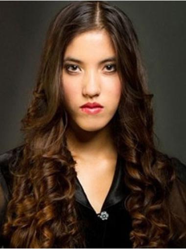 Wavy Capless Auburn 24" High Quality Affordable Long Human Hair Wigs