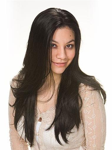 Discount Capless Straight Long Black Human Hair Wigs