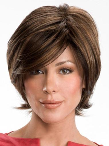 Brown Layered Wavy Perfect Human Hair Wavy Wigs