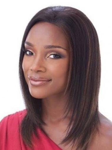 Exquisite Lace Front Shoulder Length Black People Natural Human Hair Wig