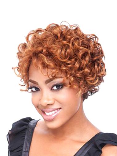 Curly Auburn African American Synthetic Lace Front Wigs