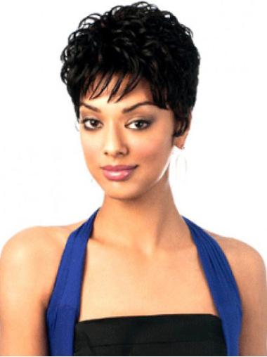 Wavy Capless Synthetic 6 Inches Black Women Wigs