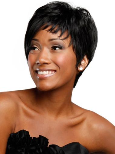 Trendy Straight Boycuts Capless Boycuts Wigs For Black Women