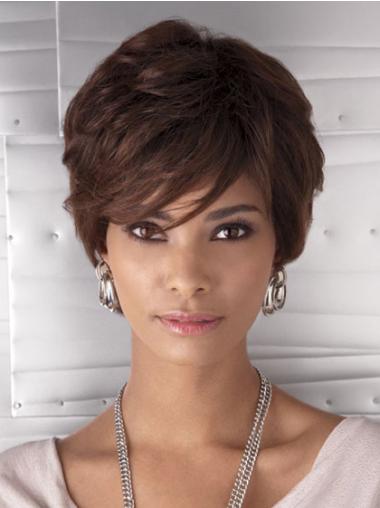 Auburn Wavy Capless Capless Short Wigs For Black Women