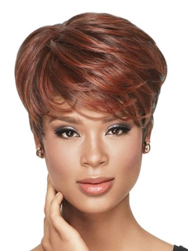 Red Wavy Short African American Capless Wigs