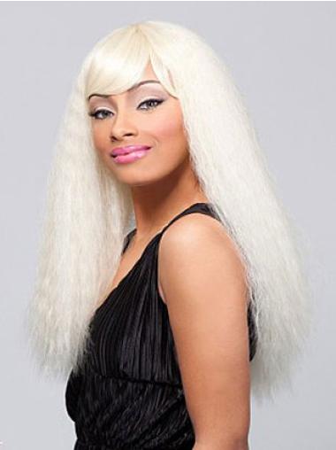 Straight Blonde 22 Inches Human Hair Wigs For African American