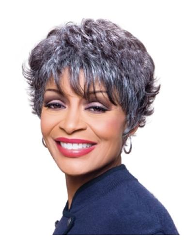 Short Capless 5 Inches African American Wigs Grey