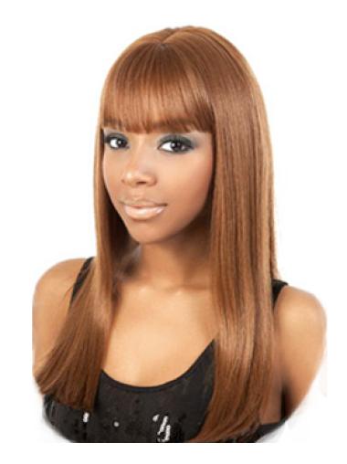 Long Capless With Bangs Synthetic African American Wigs