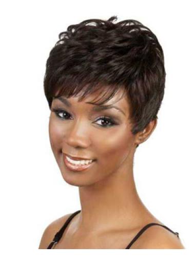 9 Inches Capless Boycuts Wavy Black Women Short Style Wigs