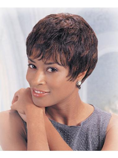 Auburn Boycuts Capless Short Black Women Human Short Wigs