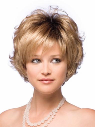 New Layered Synthetic Blonde Short Capless Wavy Wig