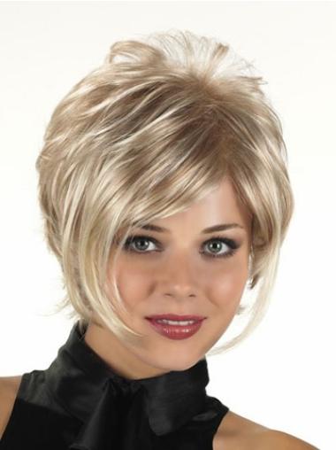 Trendy Blonde Short Layered Capless Curly Synthetic Wigs