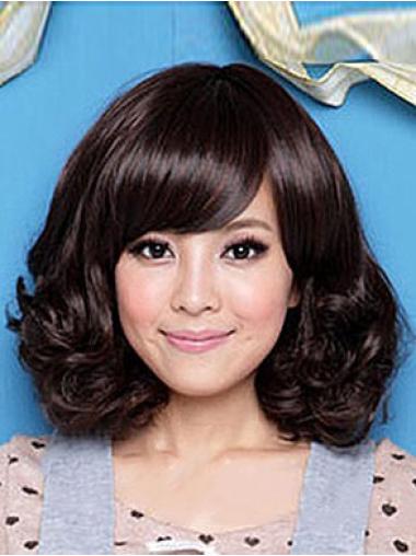 No-Fuss Capless Wavy Brown Synthetic Bob Wigs Bobs