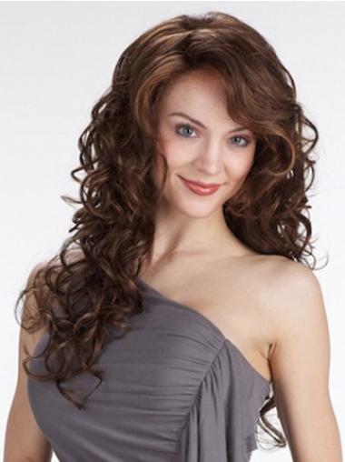 Exquisite Lace Front Curly With Bangs Synthetic Long Curly Wig